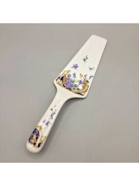 Royal Violets Porcelain Cake Pie Server Purple Gold Accents Andrea By Sadek